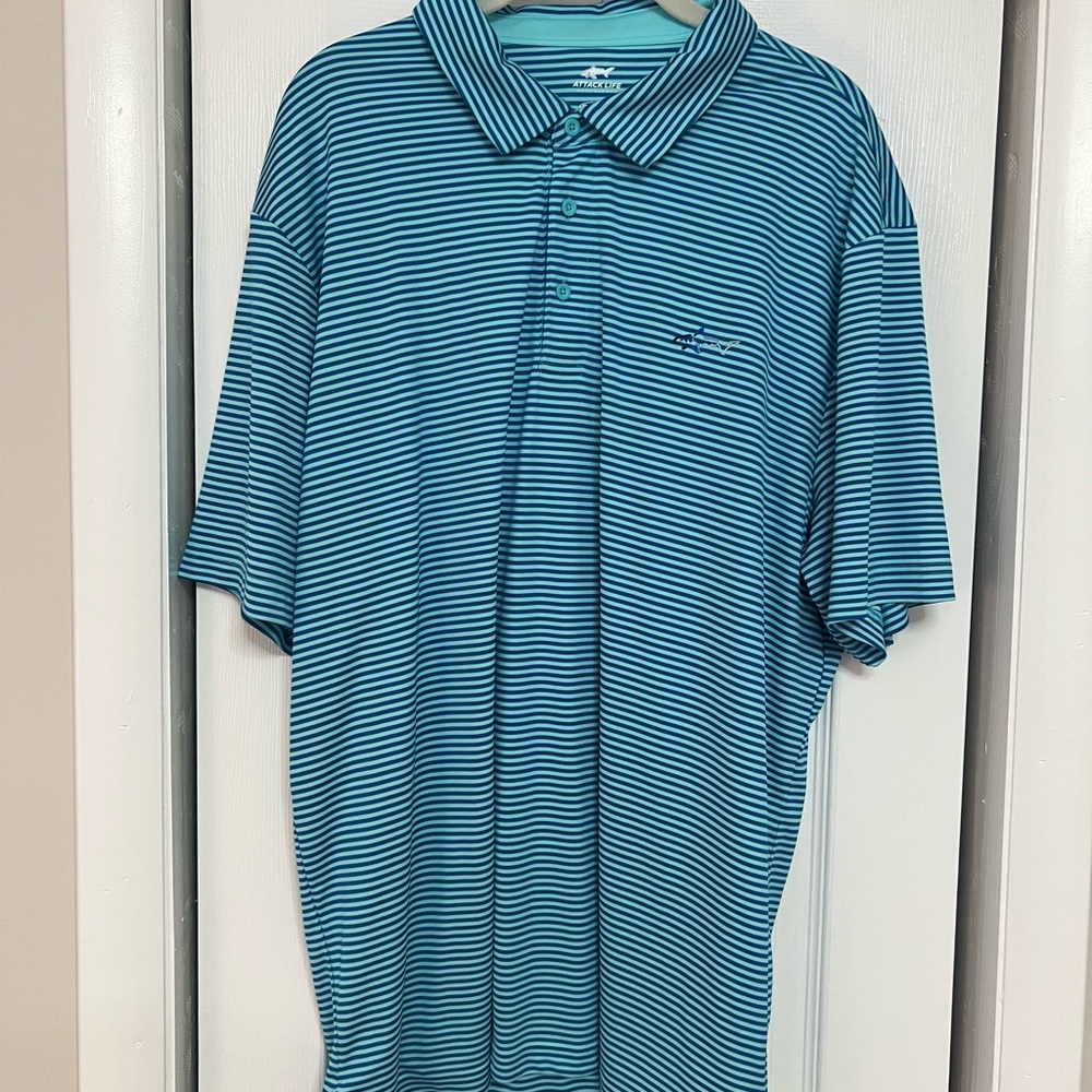 Greg Norman Stylish Blue Striped Performance Polo Shirt